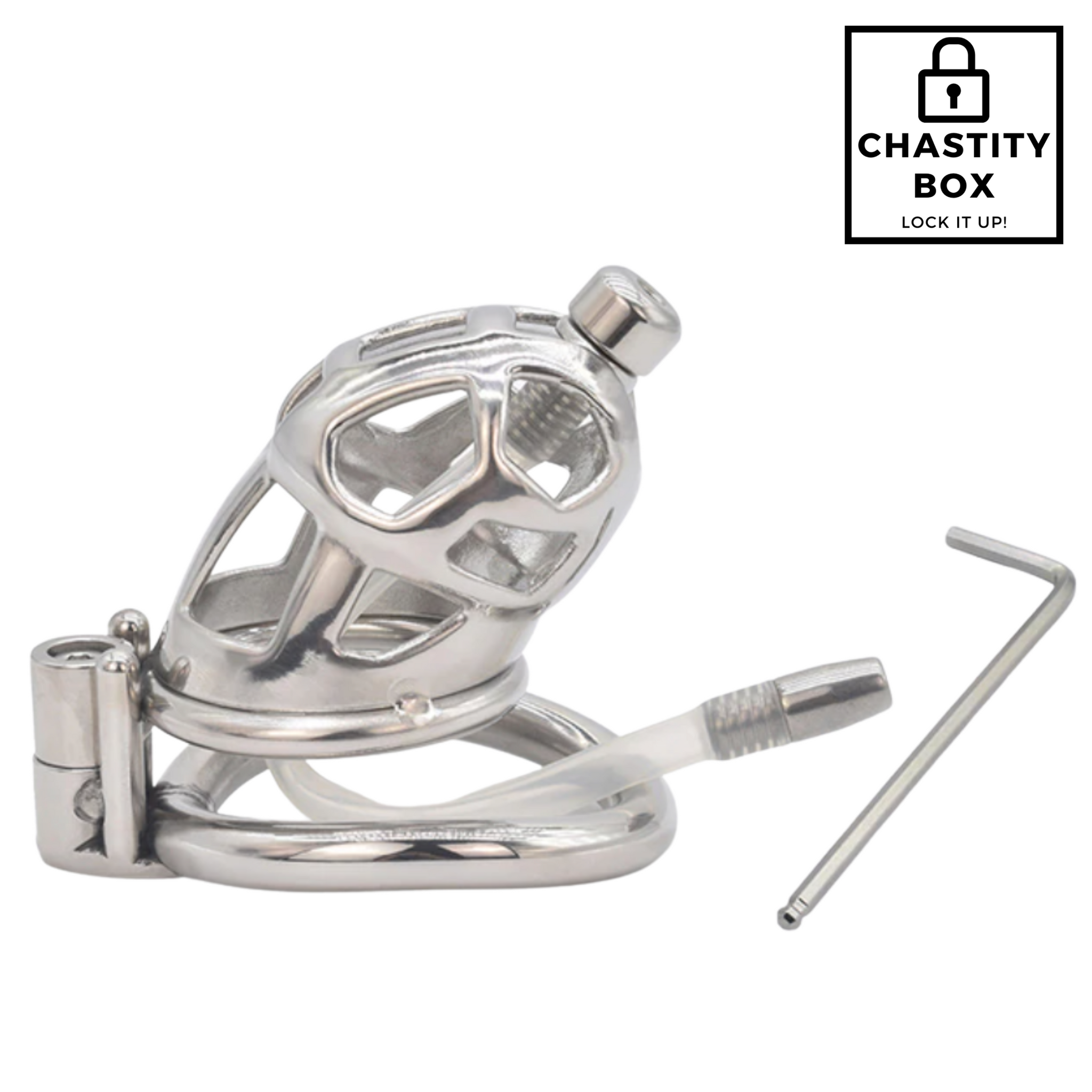 Stainless Steel Long Chastity Cage with Tube Secure Algeria