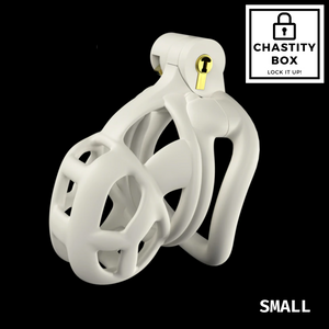 Resin Chastity Cage With 4 Curved Rings (White)